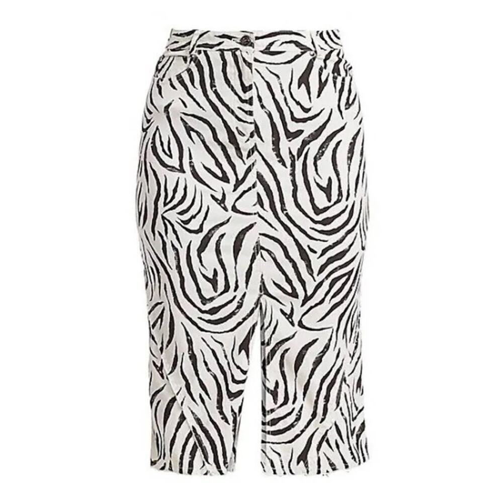 ATM Womens Denim Zebra Print Pencil Skirt size 6 NWOT (b45)